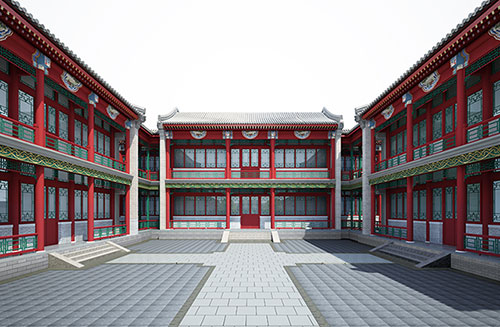 潮州北京四合院设计古建筑鸟瞰图展示