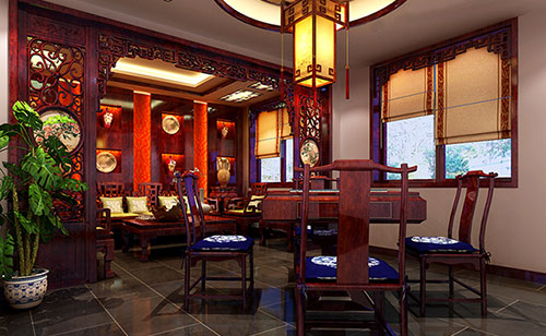 潮州古典中式风格茶楼包间设计装修效果图